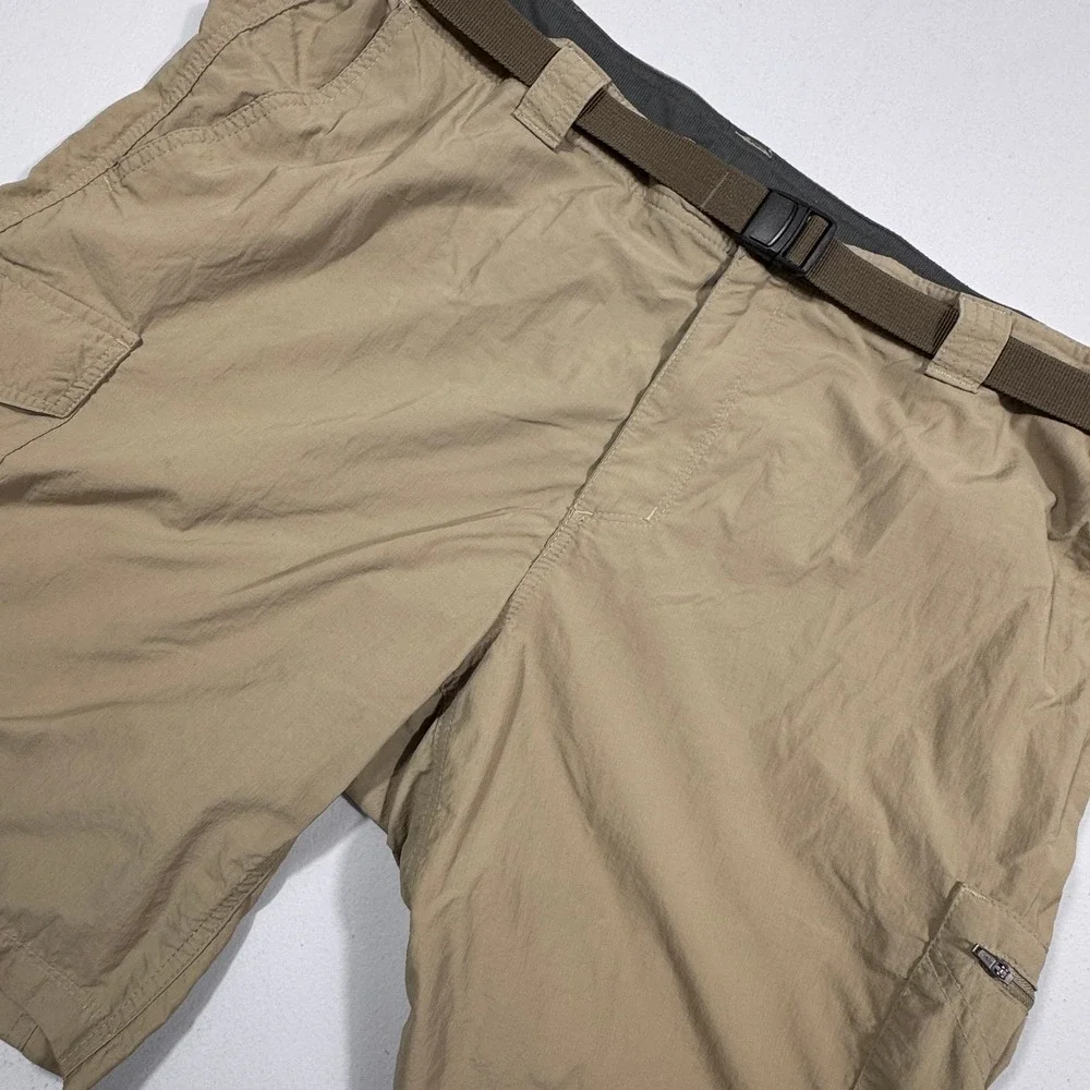 Columbia Silver Ridge Mens 40 Cargo Shorts Tan Hiking Outdoor‎ Belted 10in